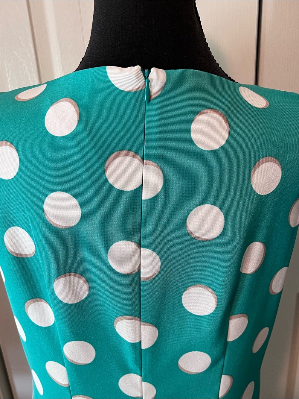 Signature Green and White Polka Dot Sleeveless Dress Women’s Size 10 - Picture 4 of 7